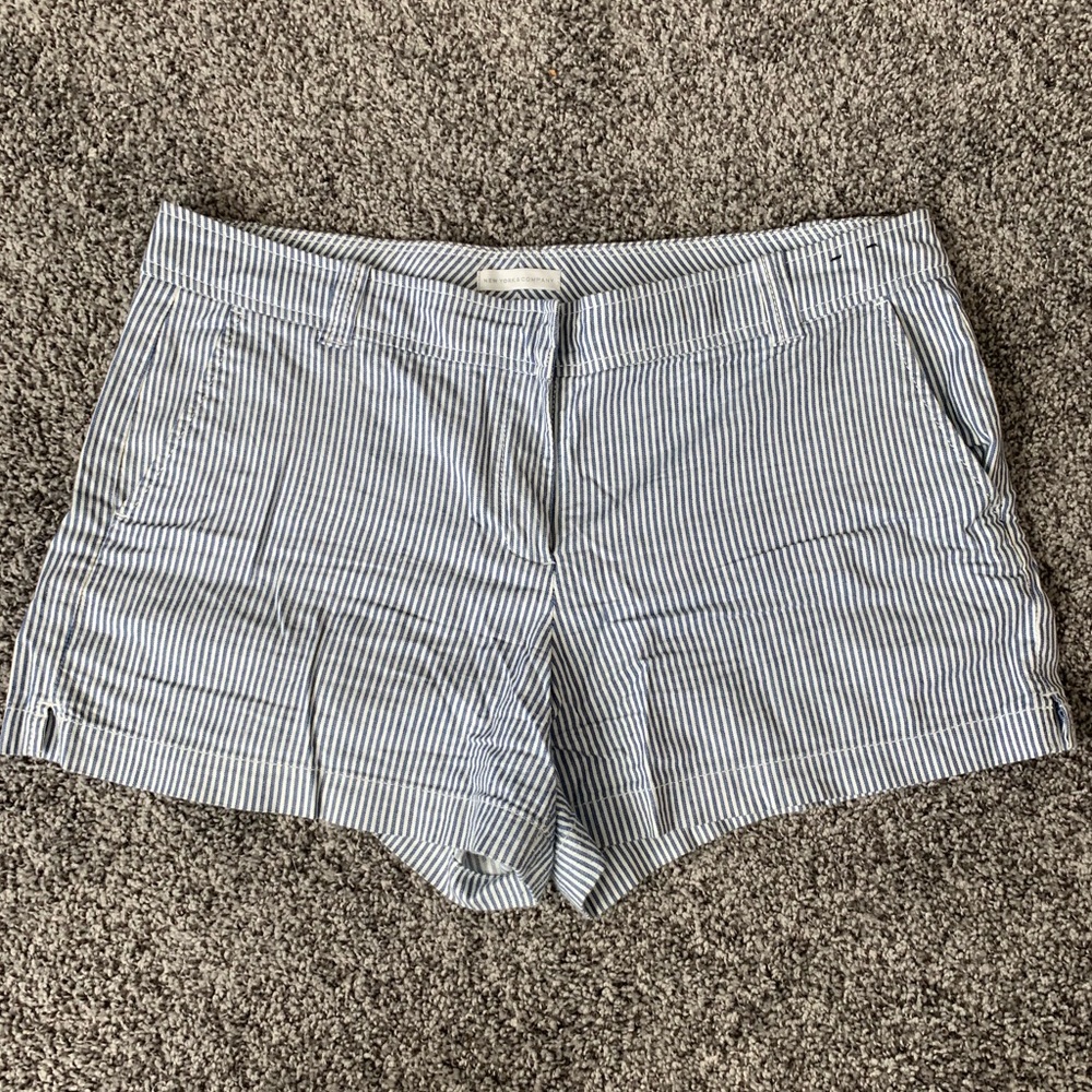 Blue and White Stripe NY&Co shorts - 3.5”
